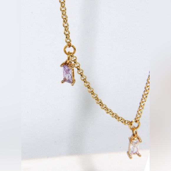[CLEARANCE/Send Offers] GOLD-TONE NECKLACE WITH MULTICOLOR DANGLY CRYSTALS - Picture 9 of 9